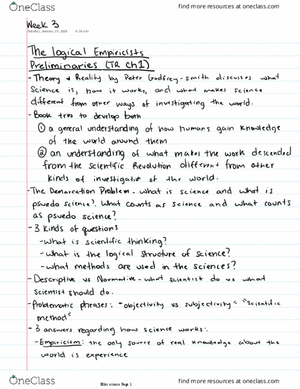 PHIL 1110 Lecture 3: Week 3 Logical empiricists, how we know thumbnail