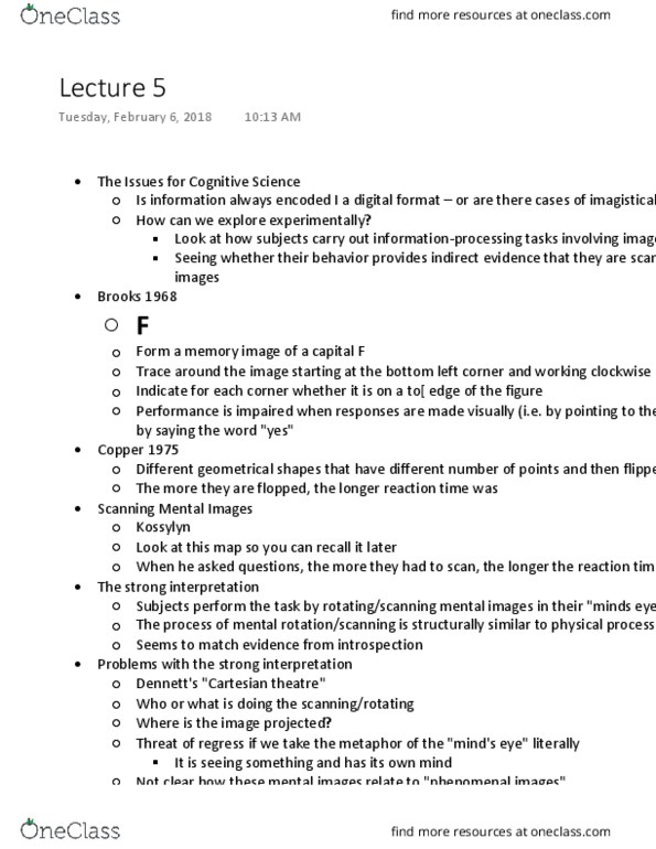 L64 PNP 200 Lecture Notes - Lecture 5: Cathode Ray Tube, Cartesian Theater, Psychophysics thumbnail