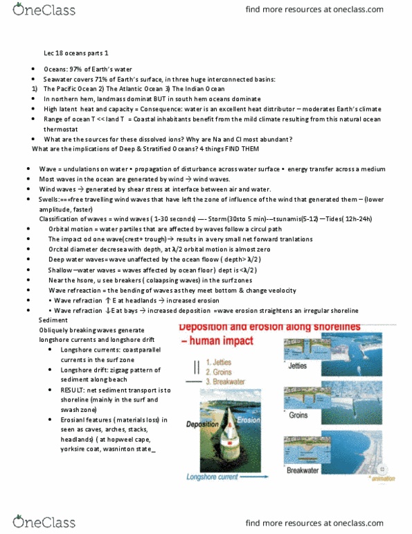 GEO 1111 Lecture Notes - Lecture 18: Longshore Drift, Surf Zone, Orbit thumbnail