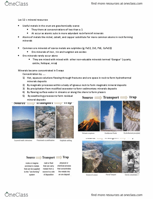 GEO 1111 Lecture Notes - Lecture 12: Magma Chamber, Ore, Chromite thumbnail