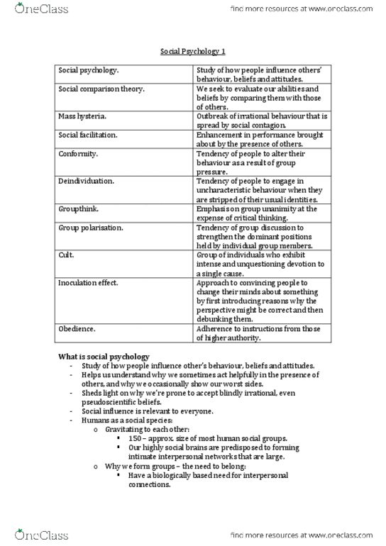 PSY1022 Chapter Notes -Pseudoscience, Mind Control, Stereotype thumbnail