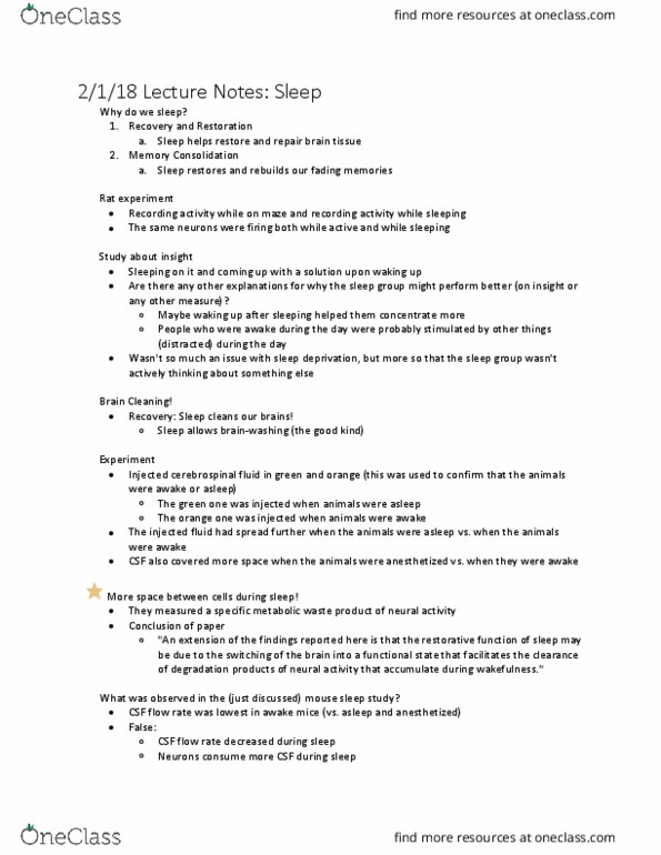 PSYCH 202 Lecture Notes - Lecture 20: Sleep Deprivation, Mind Control, Metabolic Waste thumbnail