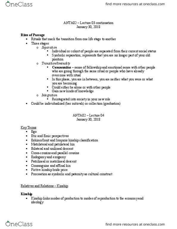 ANTA02H3 Lecture Notes - Lecture 4: Fictive Kinship, Eskimo Kinship, Iroquois Kinship thumbnail