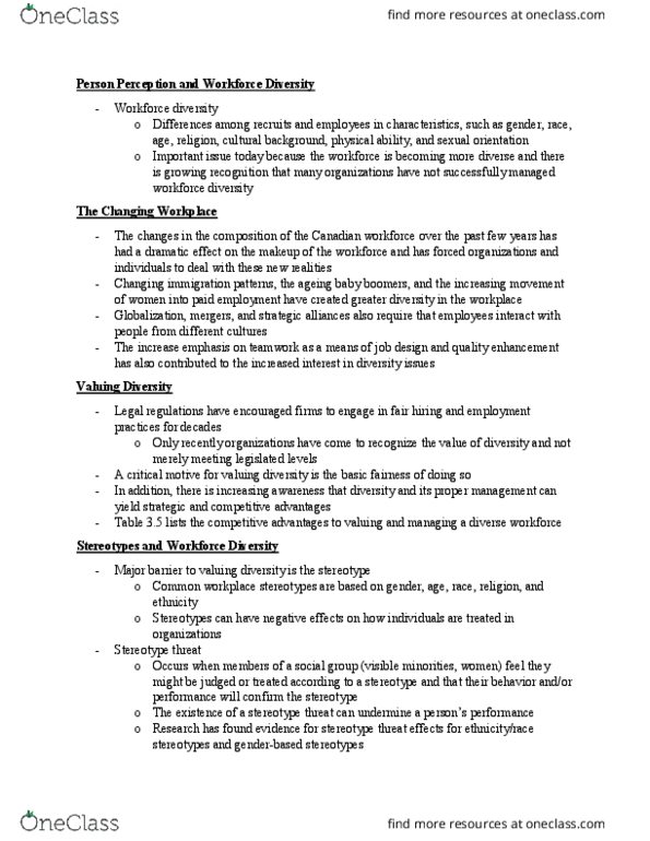 BUSI 3310 Lecture Notes - Lecture 17: Stereotype Threat, Gender Role, Visible Minority thumbnail