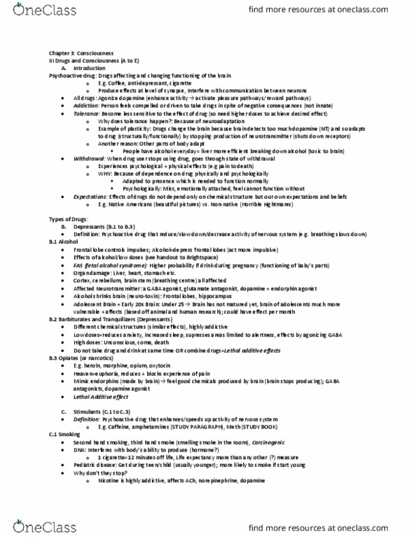 PSY 1101 Lecture Notes - Lecture 12: Dopamine Agonist, Fetal Alcohol Spectrum Disorder, Psychoactive Drug thumbnail