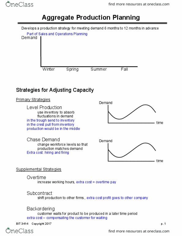 BIT 3414 Lecture Notes - Lecture 10: Production Planning, Diminished Seventh Chord thumbnail