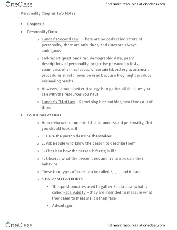 PSYC 2130 Chapter Notes - Chapter 2: Face Validity, Construct Validity thumbnail