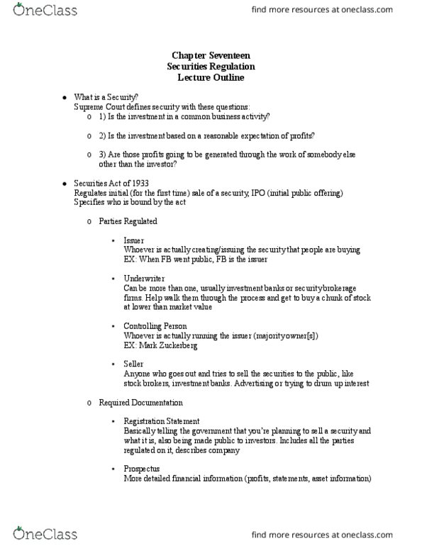 LEGL 2700 Lecture Notes - Lecture 17: Mark Zuckerberg, Initial Public Offering, Financial Statement thumbnail
