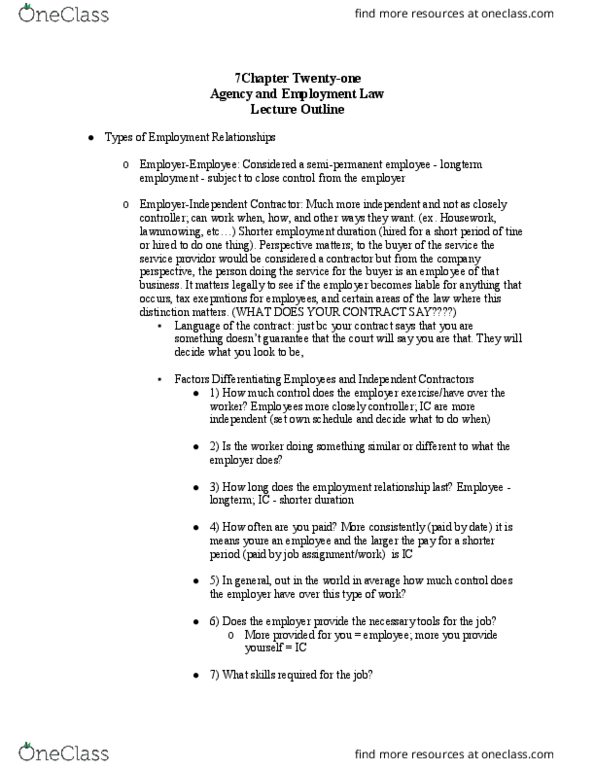 LEGL 2700 Lecture Notes - Lecture 17: Layoff, Fair Labor Standards Act, Independent Contractor thumbnail
