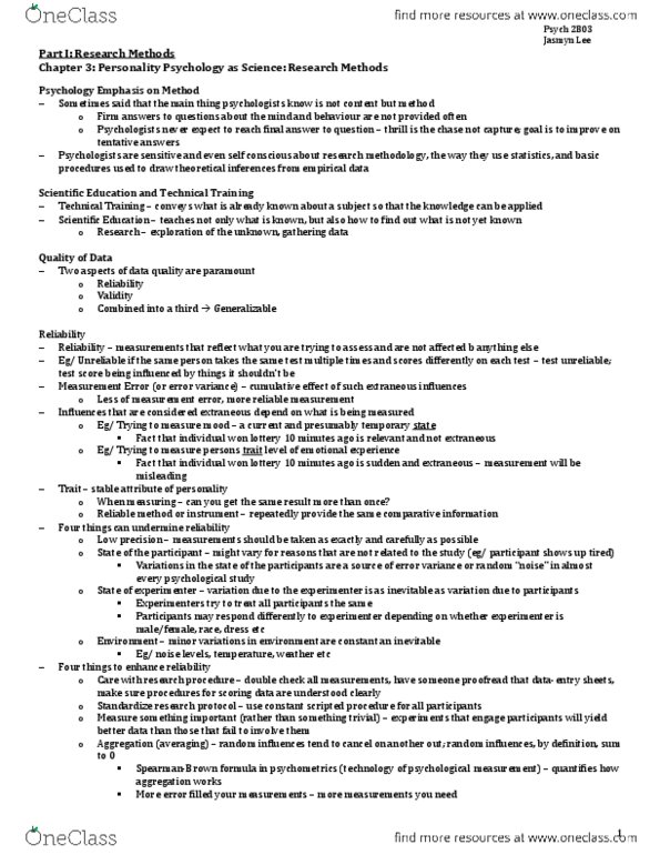 PSYCH 2B03 Chapter Notes - Chapter 3: Case Method, Caffeine, Statistical Hypothesis Testing thumbnail