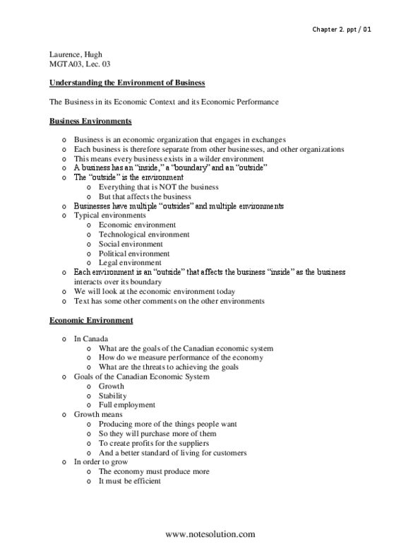 MGTA01H3 Chapter Notes - Chapter 2: Business Cycle, Government Spending, Economic System thumbnail