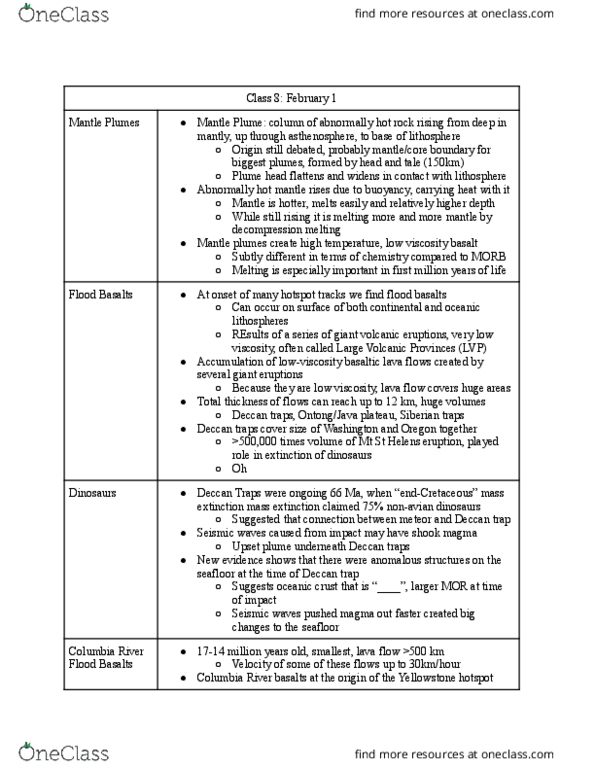 GEOL 306 Lecture Notes - Lecture 8: Hawaii Hotspot, Mid-Ocean Ridge, Magma Chamber thumbnail