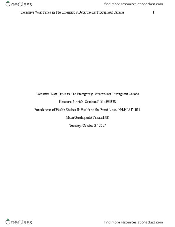 HLST 1011 Lecture Notes - Lecture 2: Vancouver Coastal Health, Canada Health Act, Cohort Study thumbnail