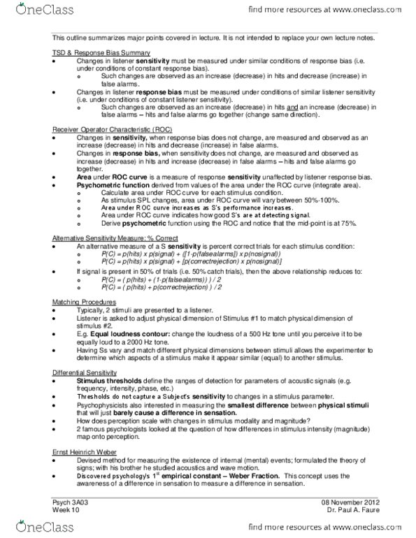 PSYCH 3A03 Lecture Notes - Sideband, Neurophysiology, Replot thumbnail