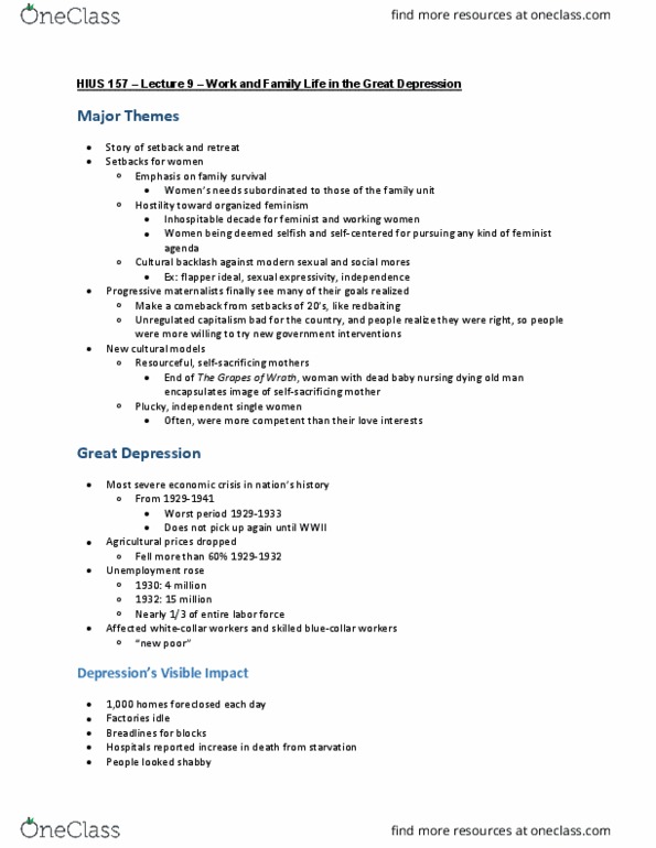 HIUS 157 Lecture Notes - Lecture 9: Premarital Sex, Brandeis Brief, Nuclear Family thumbnail