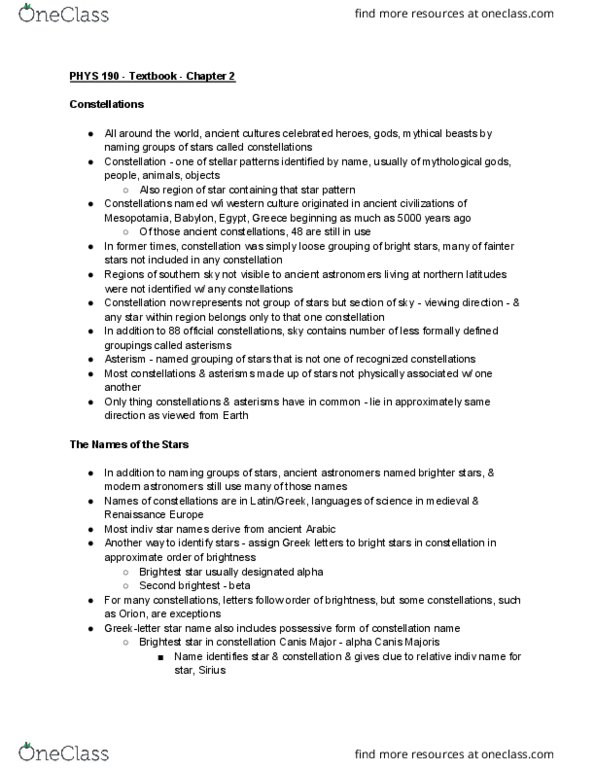 PHYS 190 Chapter Notes - Chapter 2: Orbital Period, Sidereal Year, Zenith Solar thumbnail