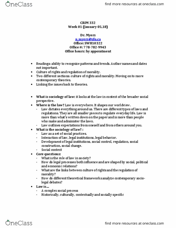 CRIM 332 Lecture Notes - Lecture 1: Individual And Group Rights, Distinct Society thumbnail