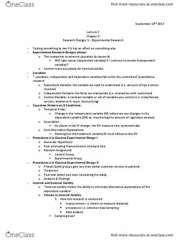 CMN 2101 Lecture Notes - Lecture 3: Confounding, Sampling Bias, Random Assignment thumbnail