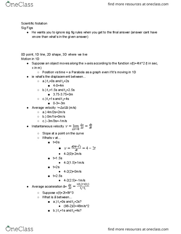 PH-UY 1013 Lecture Notes - Lecture 2: Jounce, Scientific Notation thumbnail