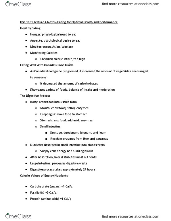 HSS 1101 Lecture Notes - Lecture 4: Anticoagulant, Foodborne Illness, Ileum thumbnail