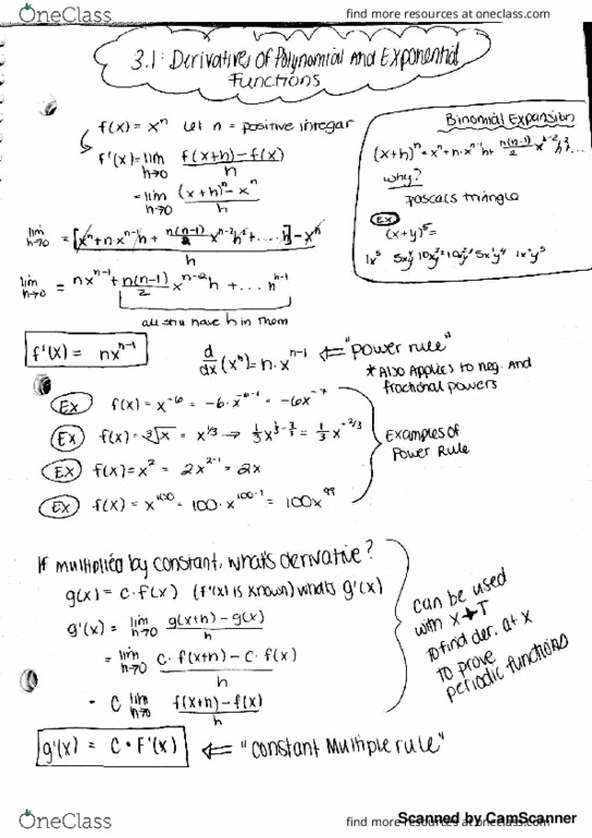 MATH 1131Q Lecture 5: Derivatives of Polynomial and Exponential Functions, Product and Quotient Rules thumbnail