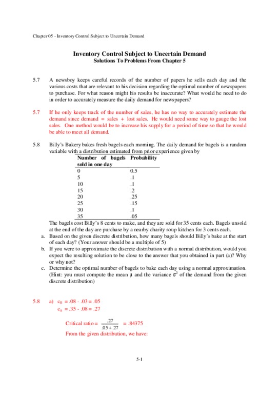 MSCI432 Chapter Notes - Chapter 5: Spyker Cars, Probability Distribution, Soup Kitchen thumbnail