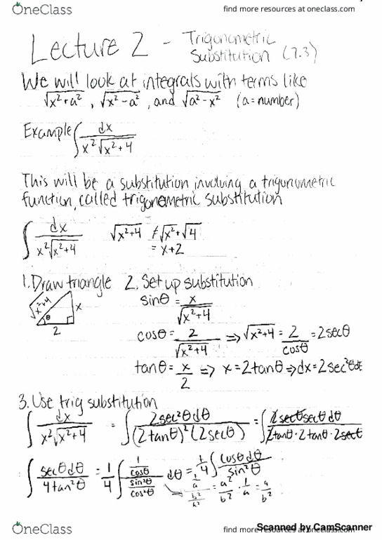 MATH 1132Q Lecture 2: Trigonometric Substitution thumbnail