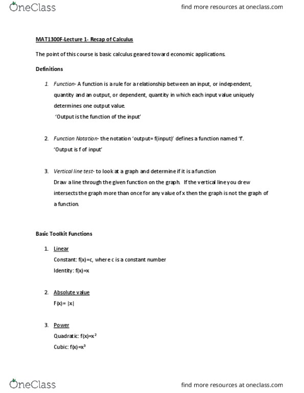 MAT 1300 Lecture Notes - Lecture 1: Category 3 Cable, Cube Root, Square Root thumbnail