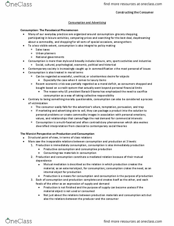 Sociology 2172A/B Chapter 4: Constructing the consumer- readings thumbnail