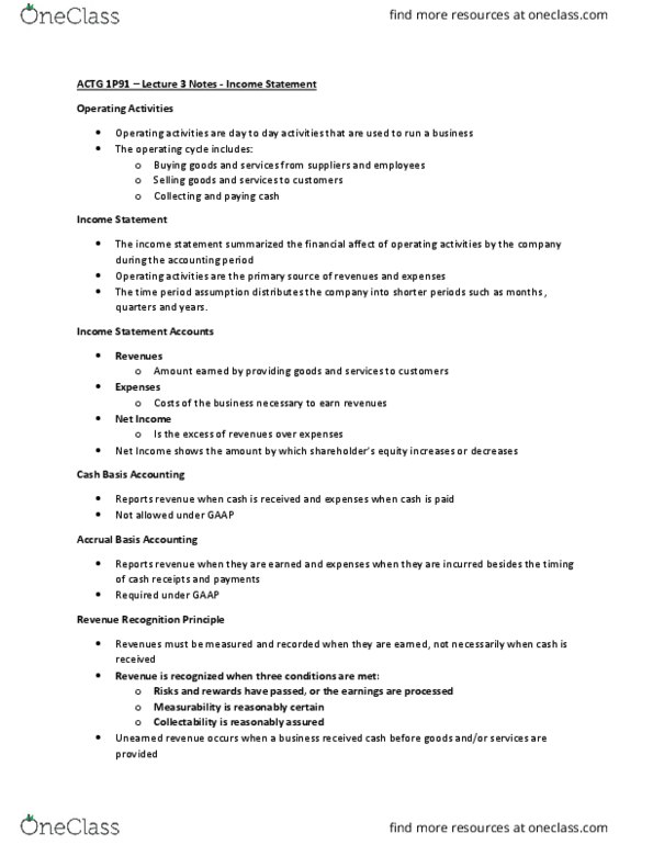 ACTG 1P91 Lecture Notes - Lecture 3: Net Income, Trial Balance, Accrual thumbnail