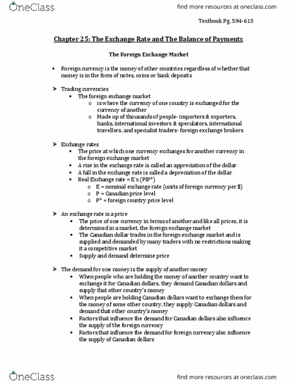 Economics 1022A/B Chapter Notes - Chapter 25: The Foreign Exchange, Loanable Funds, Economic Equilibrium thumbnail