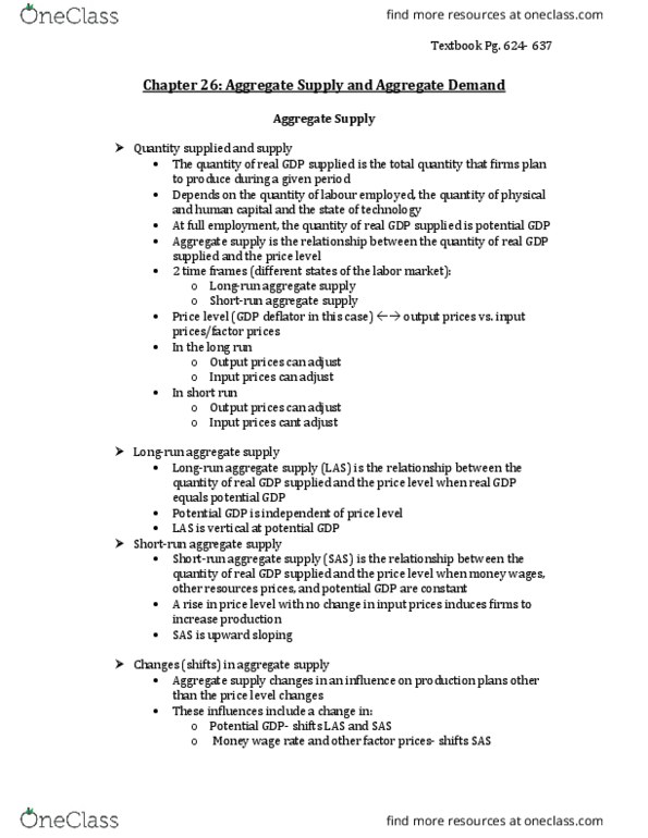 Economics 1022A/B Chapter Notes - Chapter 26: Equilibrium Point, Output Gap, Monetary Policy thumbnail