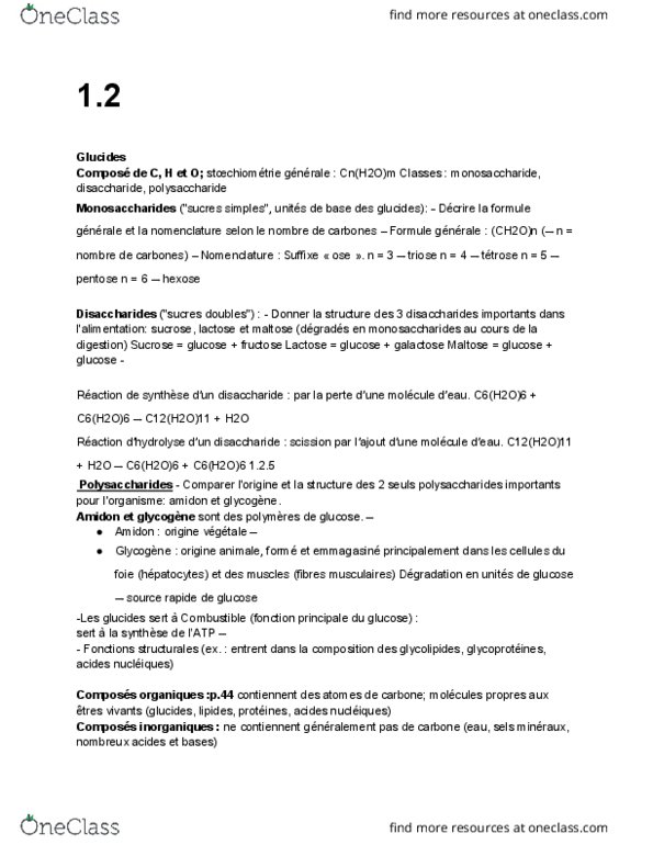 ANP 1505 Lecture Notes - Lecture 1: Ribose, Hexokinase, Lactase thumbnail