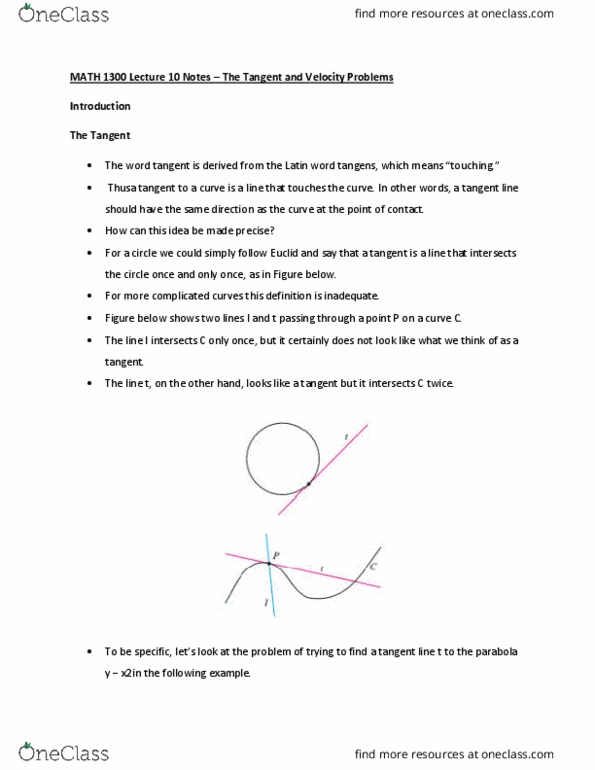 MATH 1300 Lecture Notes - Lecture 10: Equations For A Falling Body thumbnail