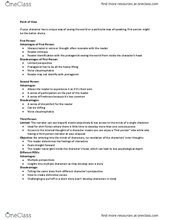 CRWR 200 Lecture Notes - Lecture 10: Claustrophobia thumbnail