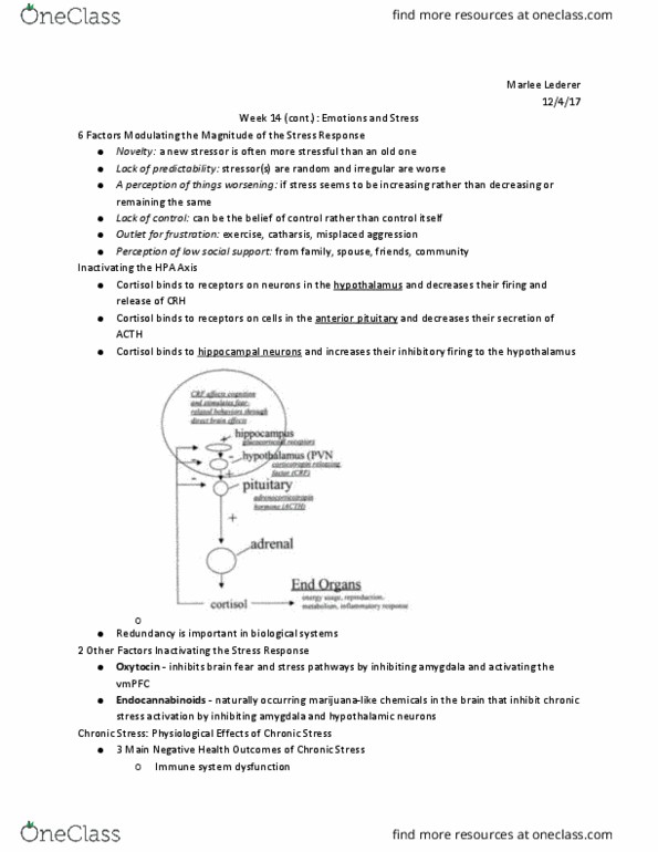 PSYC 2012 Lecture Notes - Lecture 36: Constipation, Anterior Pituitary, Cortisol thumbnail