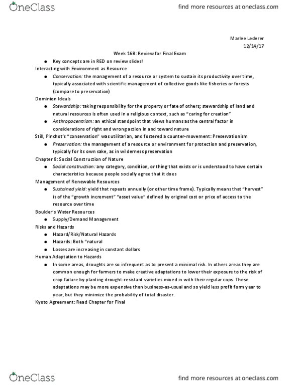 GEOG 1972 Lecture Notes - Lecture 29: Anthropocentrism, Scientific Management thumbnail