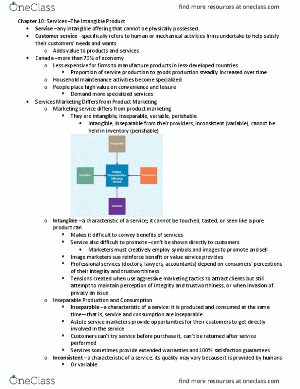 BU352 Lecture Notes - Lecture 10: Competitive Service, Customer Service, Service Provider thumbnail