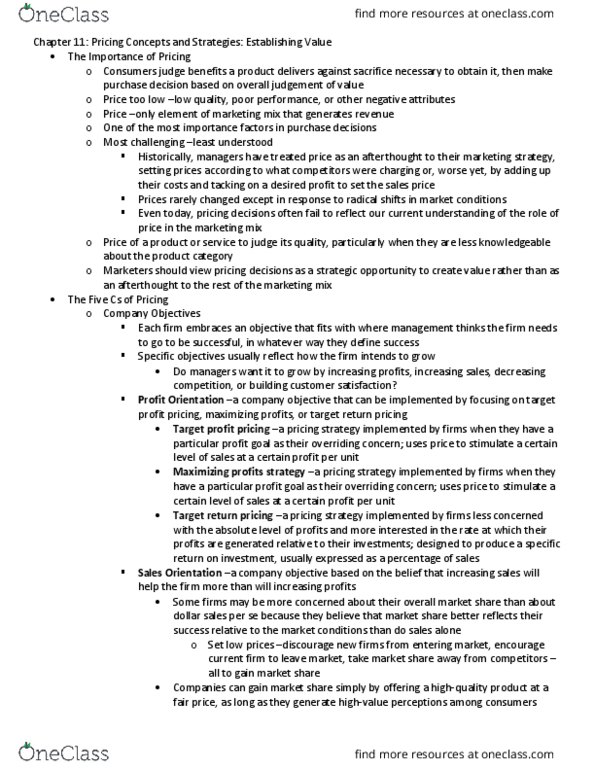 BU352 Lecture Notes - Lecture 11: Cash Register, Marketing Mix, Oligopoly thumbnail