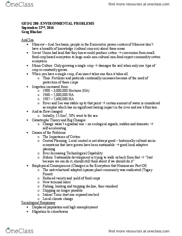 GEOG 200 Lecture Notes - Lecture 1: Homeostasis, Eurocentrism, Tuberculosis thumbnail