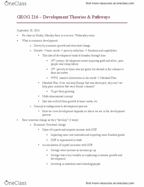 GEOG 216 Lecture Notes - Lecture 10: Surplus Labour, Walt Whitman Rostow, Protectionism thumbnail