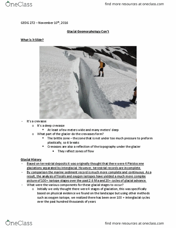 GEOG 272 Lecture Notes - Lecture 14: Volcanism, Northern Hemisphere, Regelation thumbnail