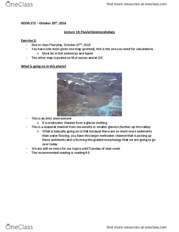 GEOG 272 Lecture Notes - Lecture 12: Cut Bank, Drainage Divide, Evapotranspiration thumbnail