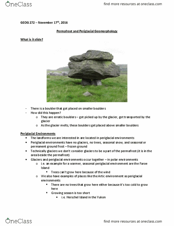 GEOG 272 Lecture Notes - Lecture 20: Permafrost, Faroe Islands, Ice Wedge thumbnail