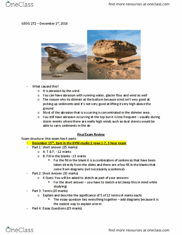 GEOG 272 Lecture Notes - Lecture 25: Capillary Action, Clastic Rock, Point Bar thumbnail