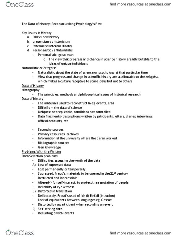 PSY 4130 Lecture Notes - Lecture 1: B. F. Skinner, Histology, Army Alpha thumbnail