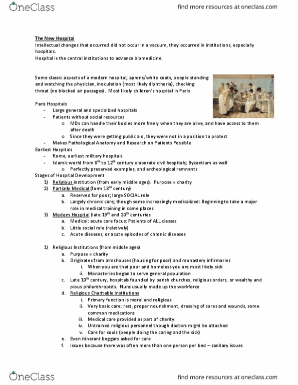 HIST 249 Lecture Notes - Lecture 14: Hysterectomy, Radiography, Middle Ages thumbnail