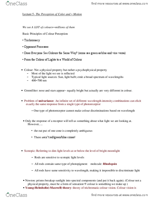 PSYB51H3 Lecture Notes - Monochromacy, Rhodopsin, Optical Flow thumbnail