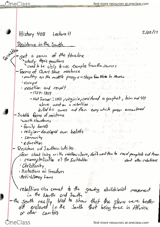 HISTORY 40B Lecture 11: Resistance in the South thumbnail