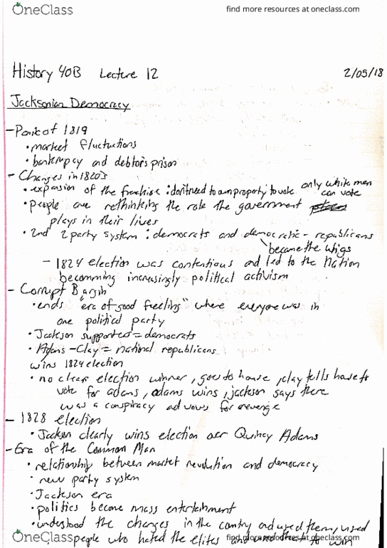 HISTORY 40B Lecture 12: Jacksonian Democracy thumbnail